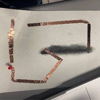 Graphite circuit in progress. Next step is to add the battery and check if the circuit works.